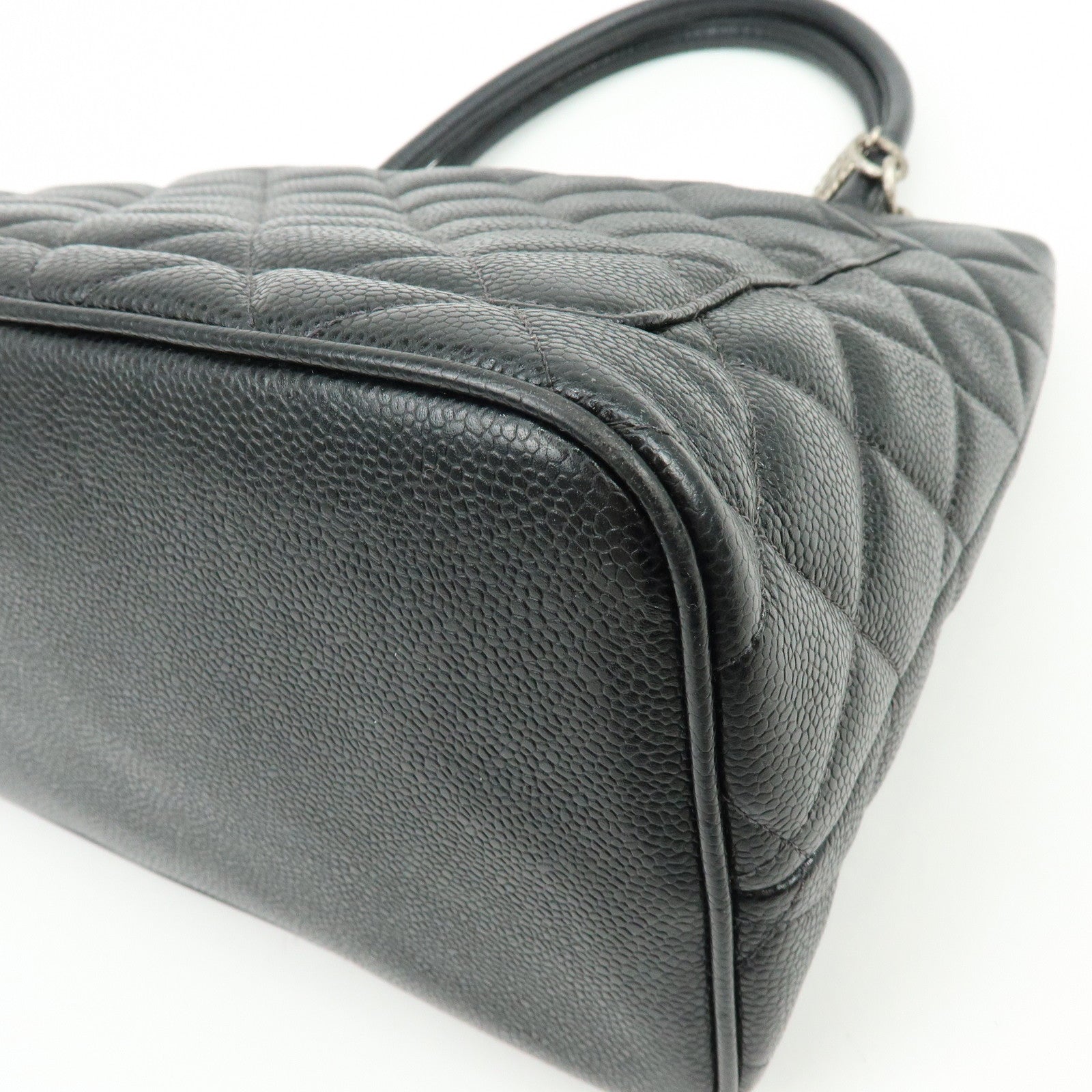CHANEL Matelasse COCO Mark Medallion Tote Bag Hand Bag Black A01804