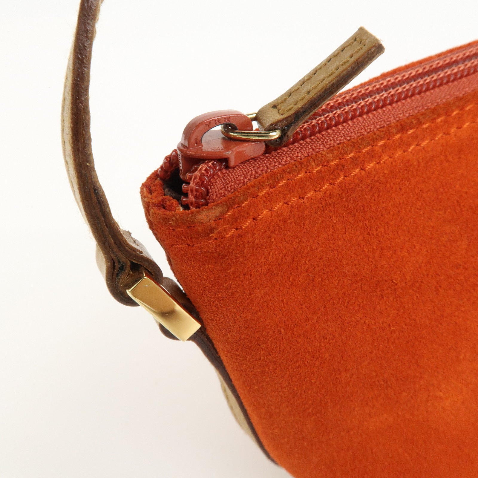 GUCCI Suede Leather Accessory Pouch Hand Bag Orange 039.1103