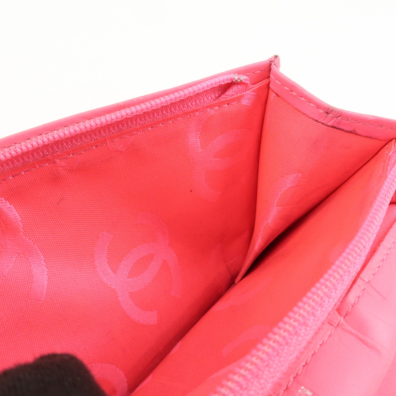 CHANEL Cambon Line Lamb Skin Bi-fold Long Wallet Black A26717