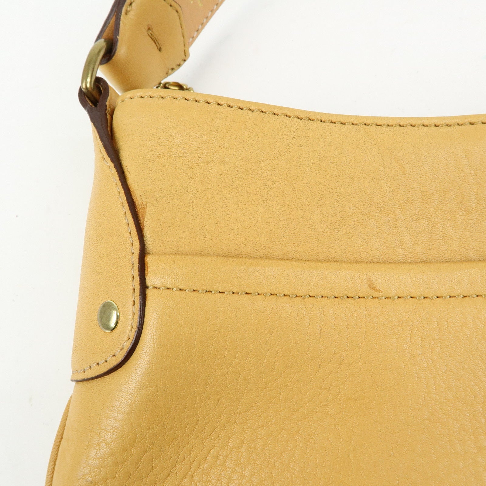 COACH Ergo Set of 2 Leather Shoulder Hand Bag Brown Beige Yellow