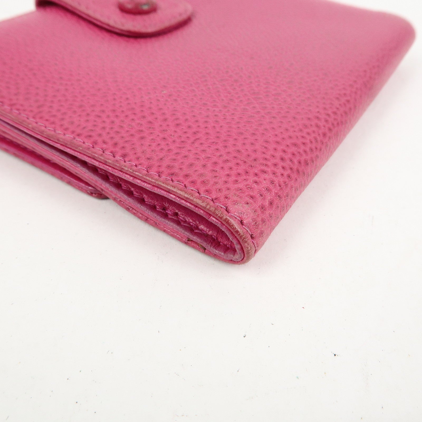 CHANEL COCO Mark Caviarskin Double Hook Bi-fold Wallet Pink