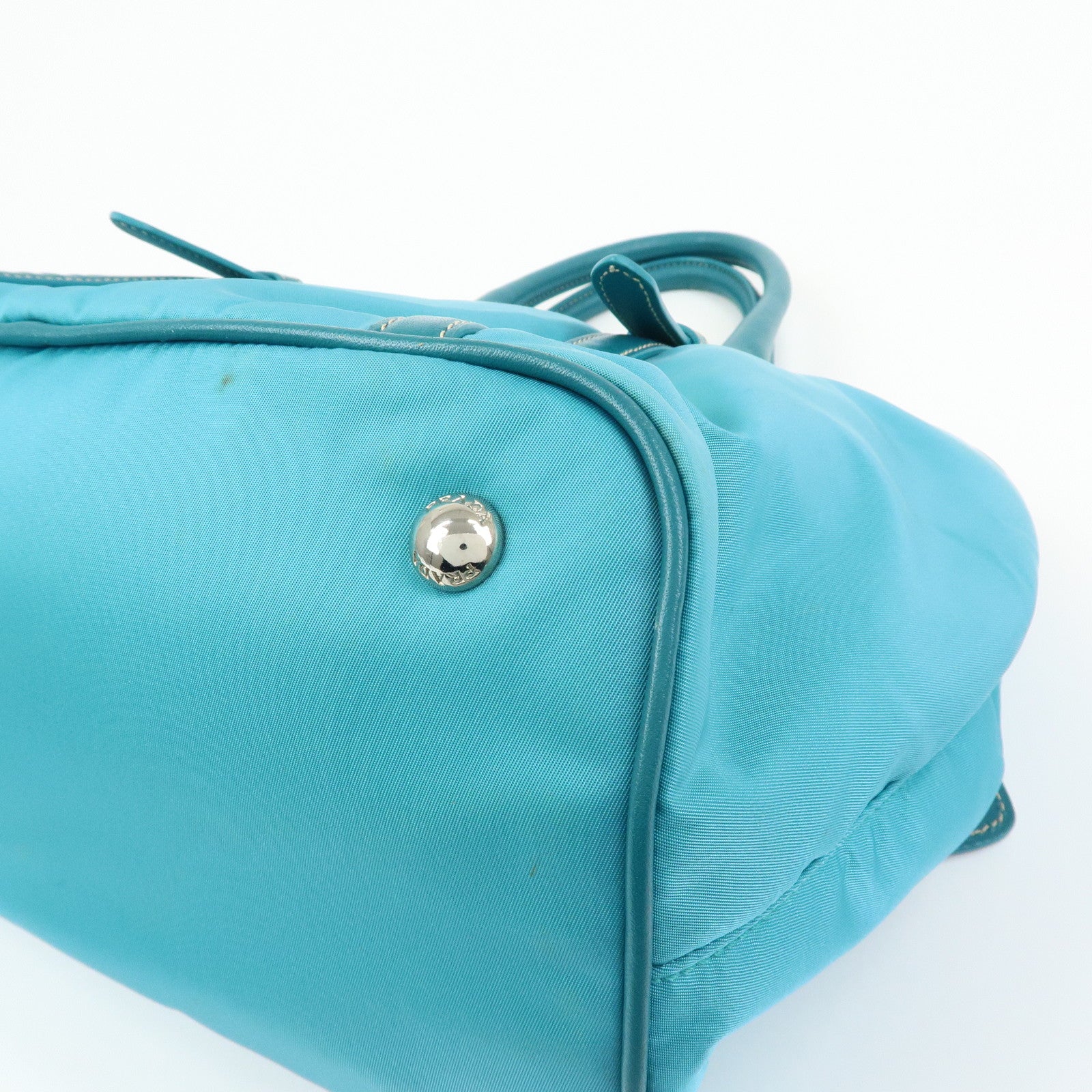 PRADA Nylon Leather 2Way Tote Hand Shoulder Bag Green BN1841