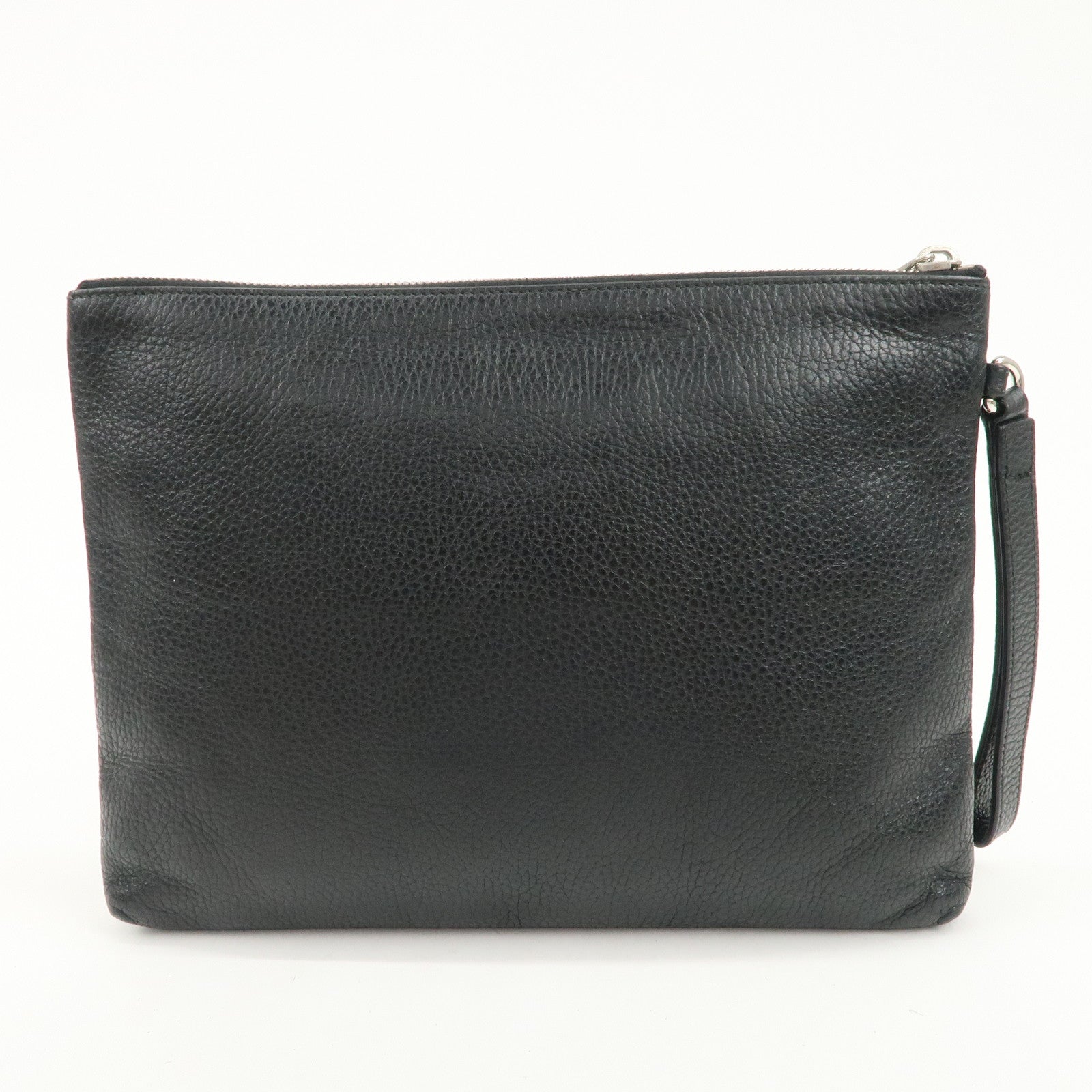 GUCCI Leather Clutch Bag Pouch Black Silver Hardware 546532 Used