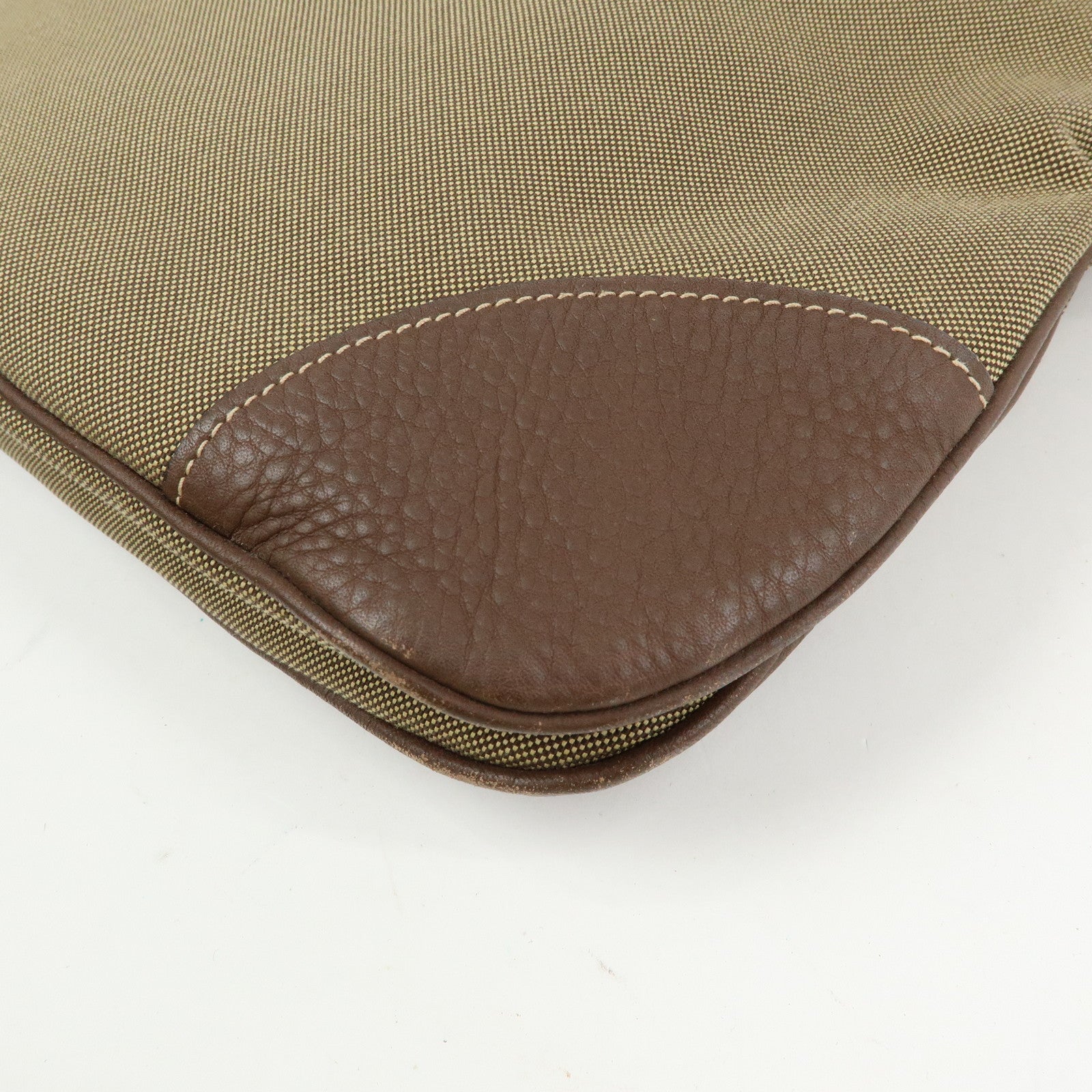 PRADA Logo Jacguard Leather Shoulder Bag Crossbody Bag Brown 1BT867