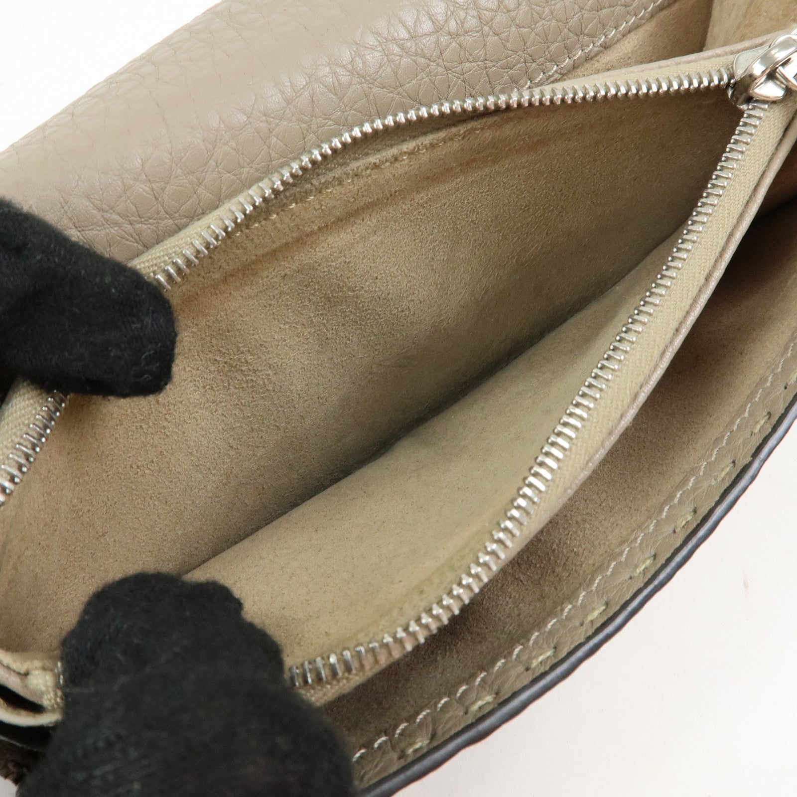 FENDI Seleria Peekaboo Leather Continental Wallet Grey 8M0308