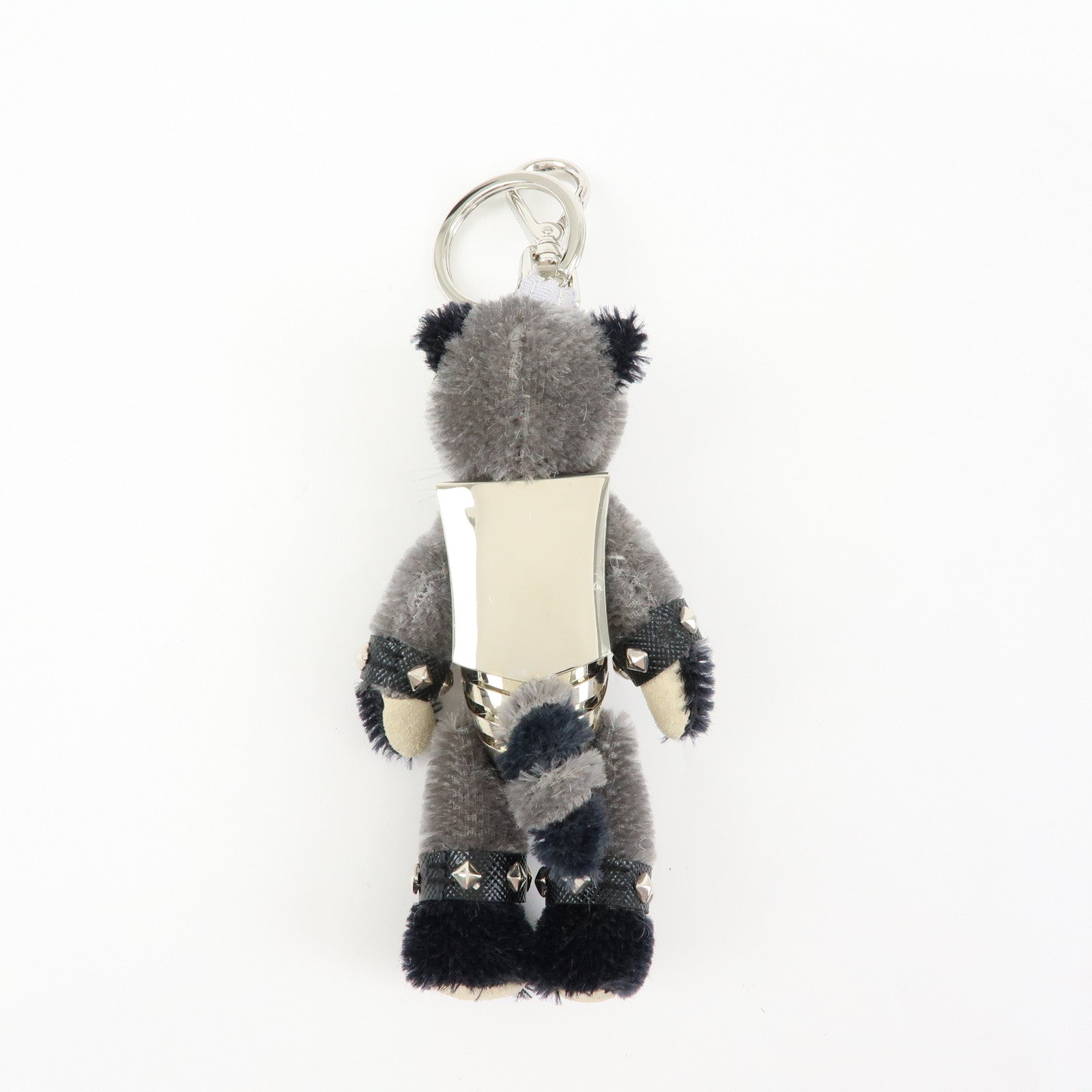 PRADA Beear Polyester Metal Bear Brick Racoon Bag Charm Grey 1ARH56