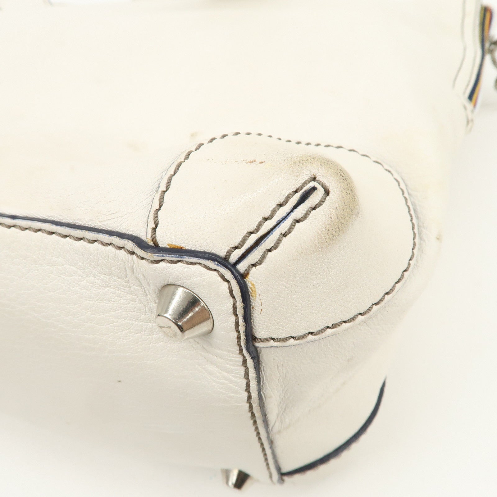 Chloe Patsy Studs Logo Leather Tote Bag Shoulder Bag Ivory