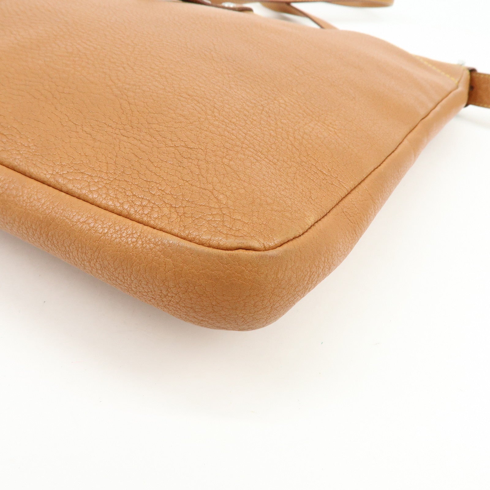 PRADA Triangle Logo Calf Leather Shoulder Crossbody Bag Brown