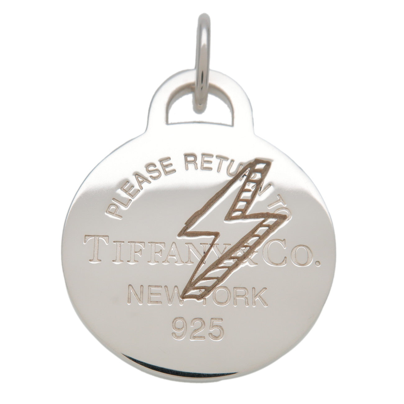 Tiffany & Co Return to Tiffany Round Tag Lightning Bolt Pendant Top