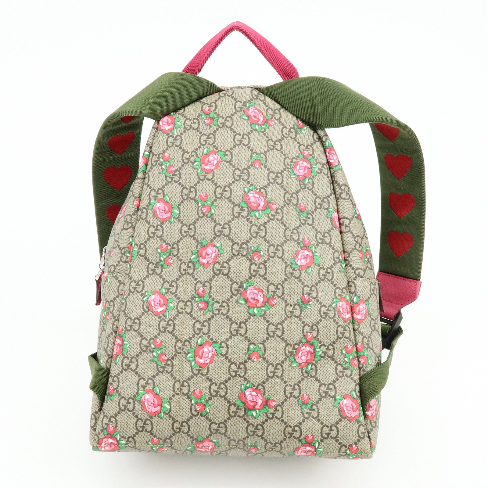 GUCCI Children’s GG Supreme Rose Heart Backpack Beige Pink 271327