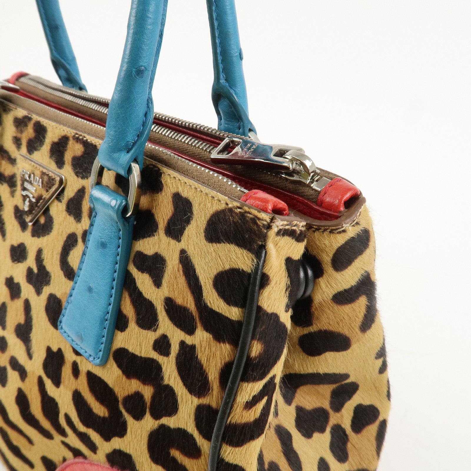 PRADA Galleria Triangle Logo Unborn Calf Leather 2Way Bag 1BA863 Used