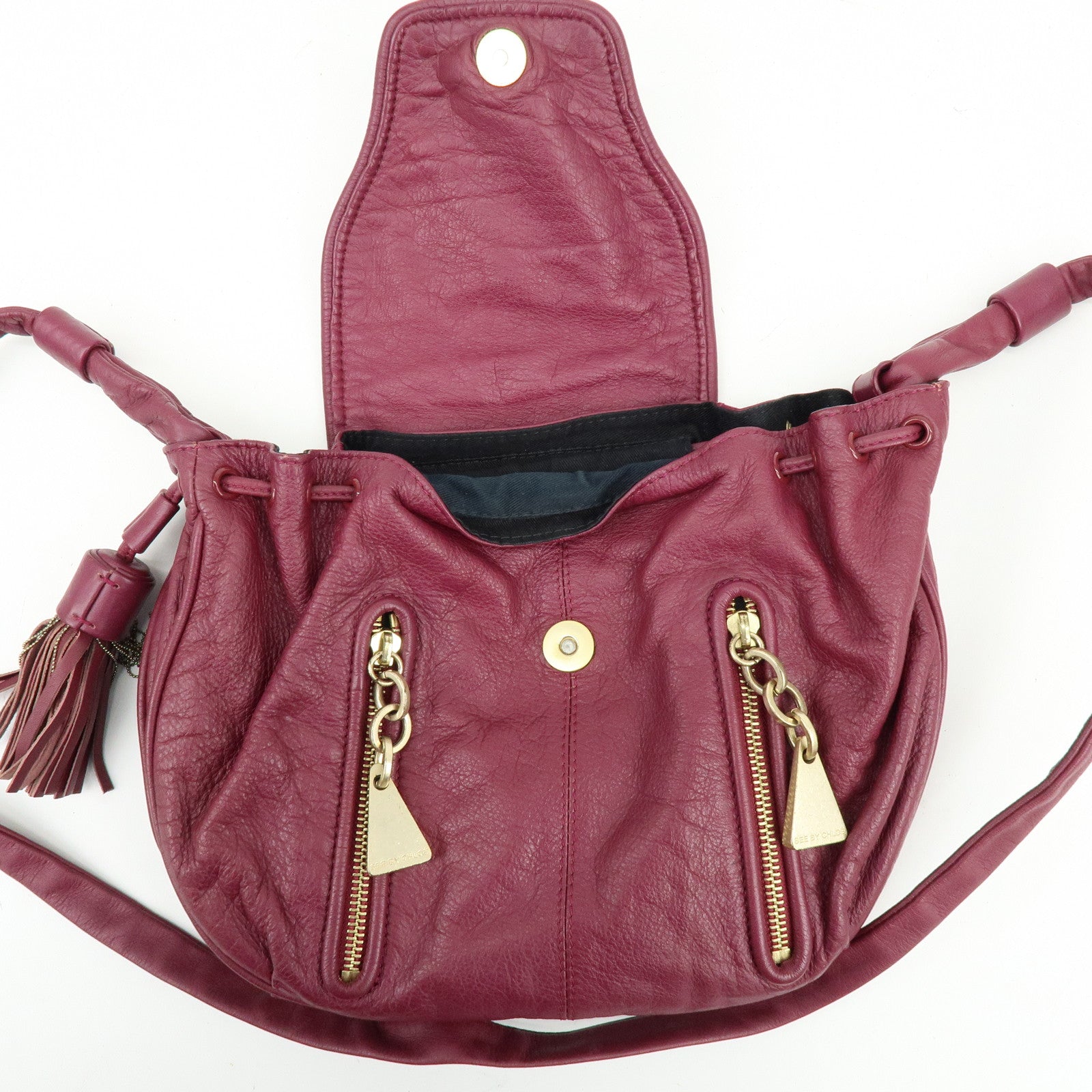 Chloe See By Chloe Leather Shoulder Bag Crossbody Bag Bordeaux