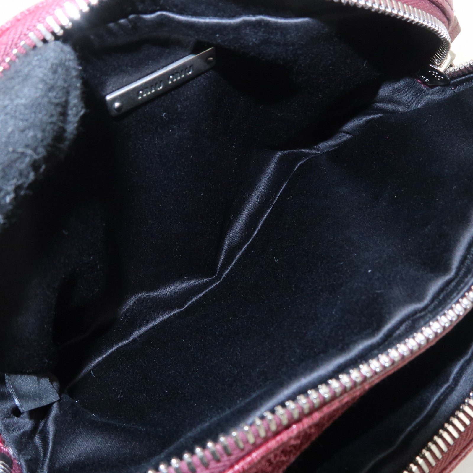 MIUMIU Matelasse Leather Shoulder Bag Burgundy Silver Hardware Used