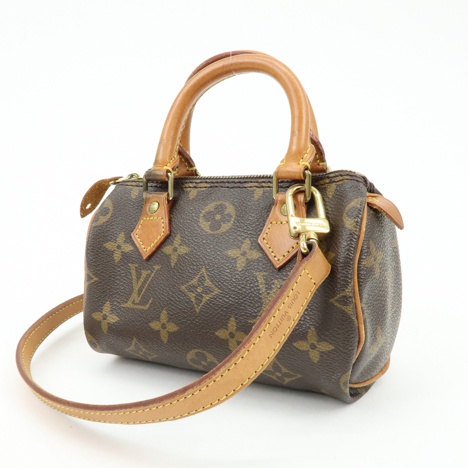 Louis Vuitton Monogram Mini Speedy Hand Bag & Strap Brown M41534