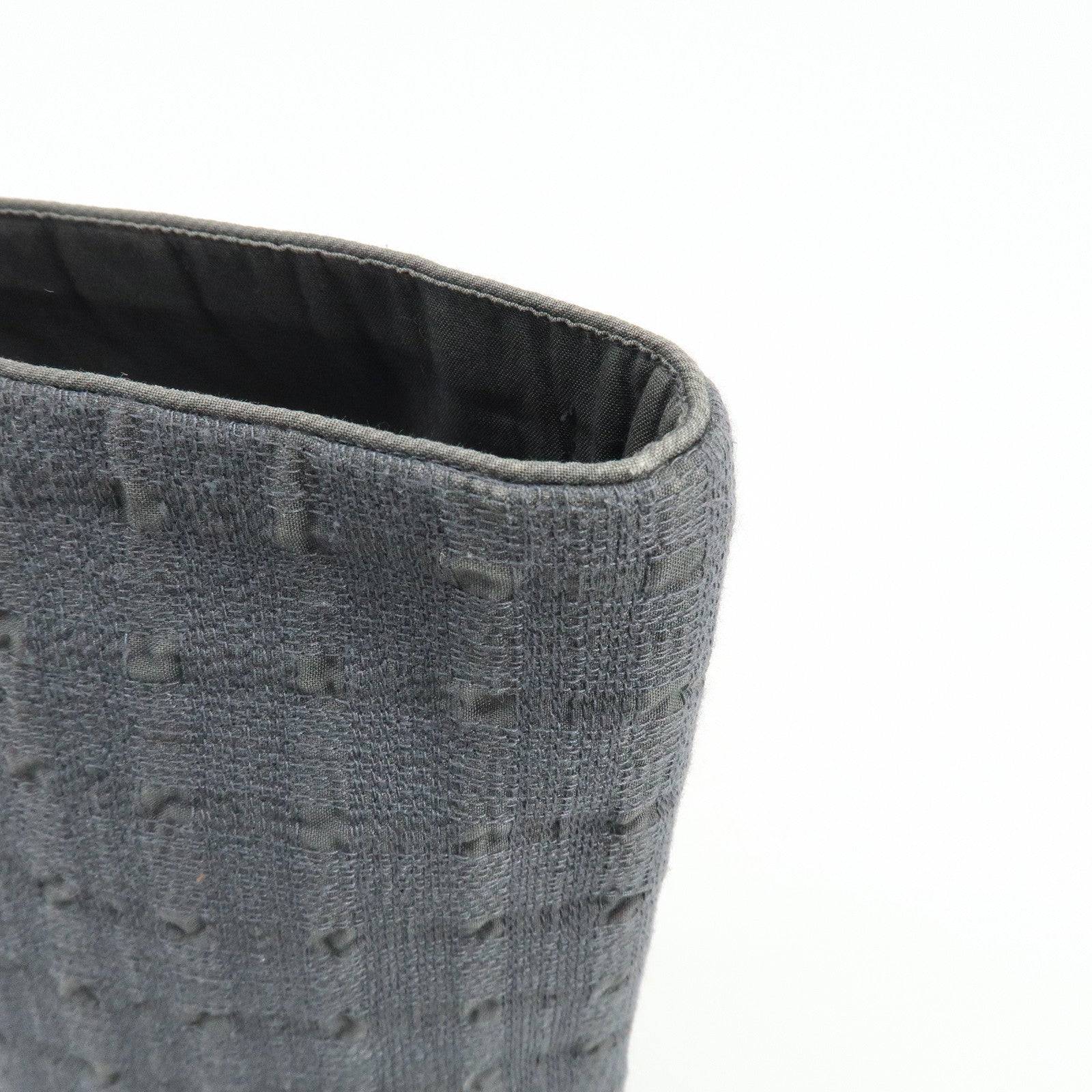 HERMES Amedaba GM Canvas Leather Tote Bag Hand Bag Gray