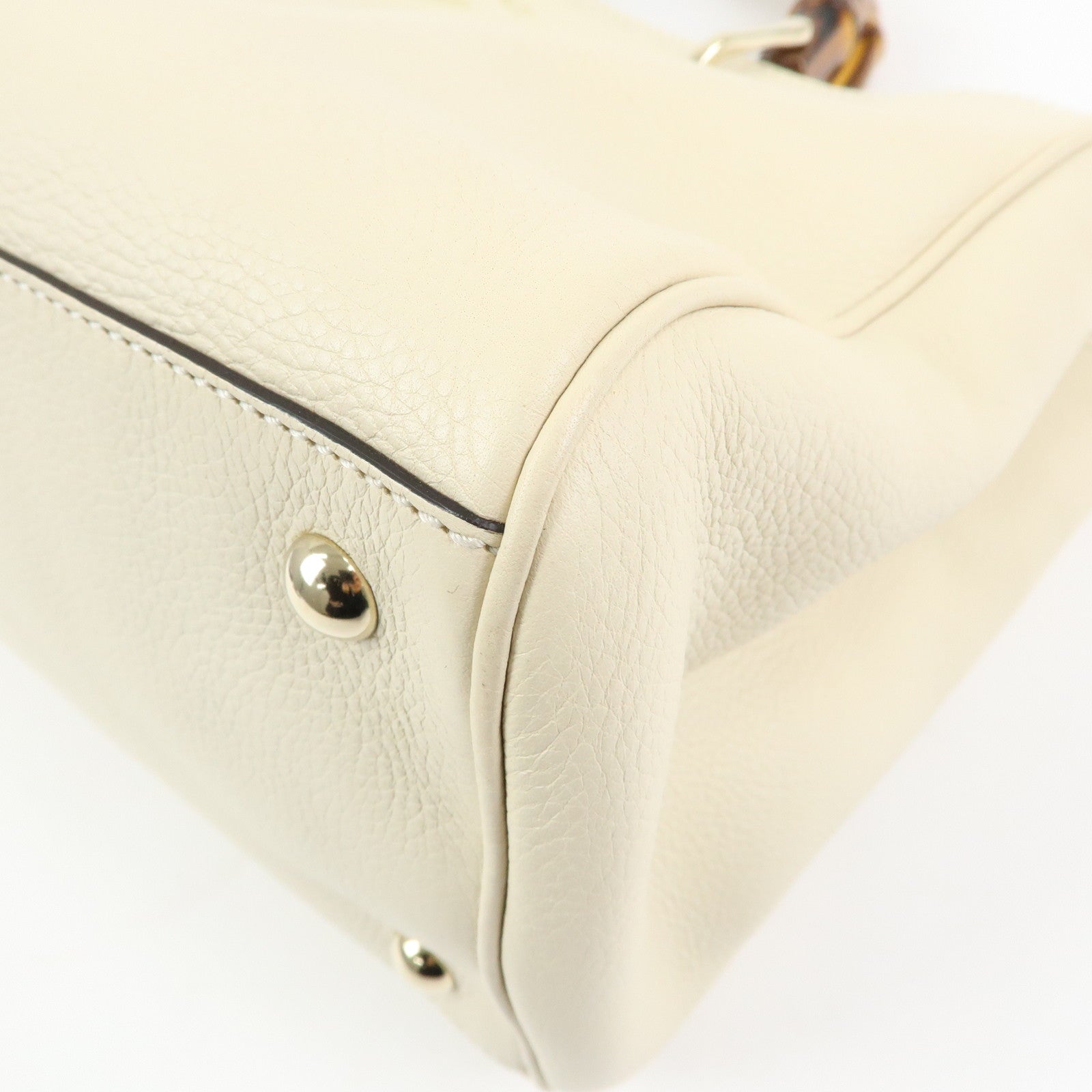 GUCCI Bamboo Shopper Medium 2Way Bag Shoulder Bag Ivory 323660