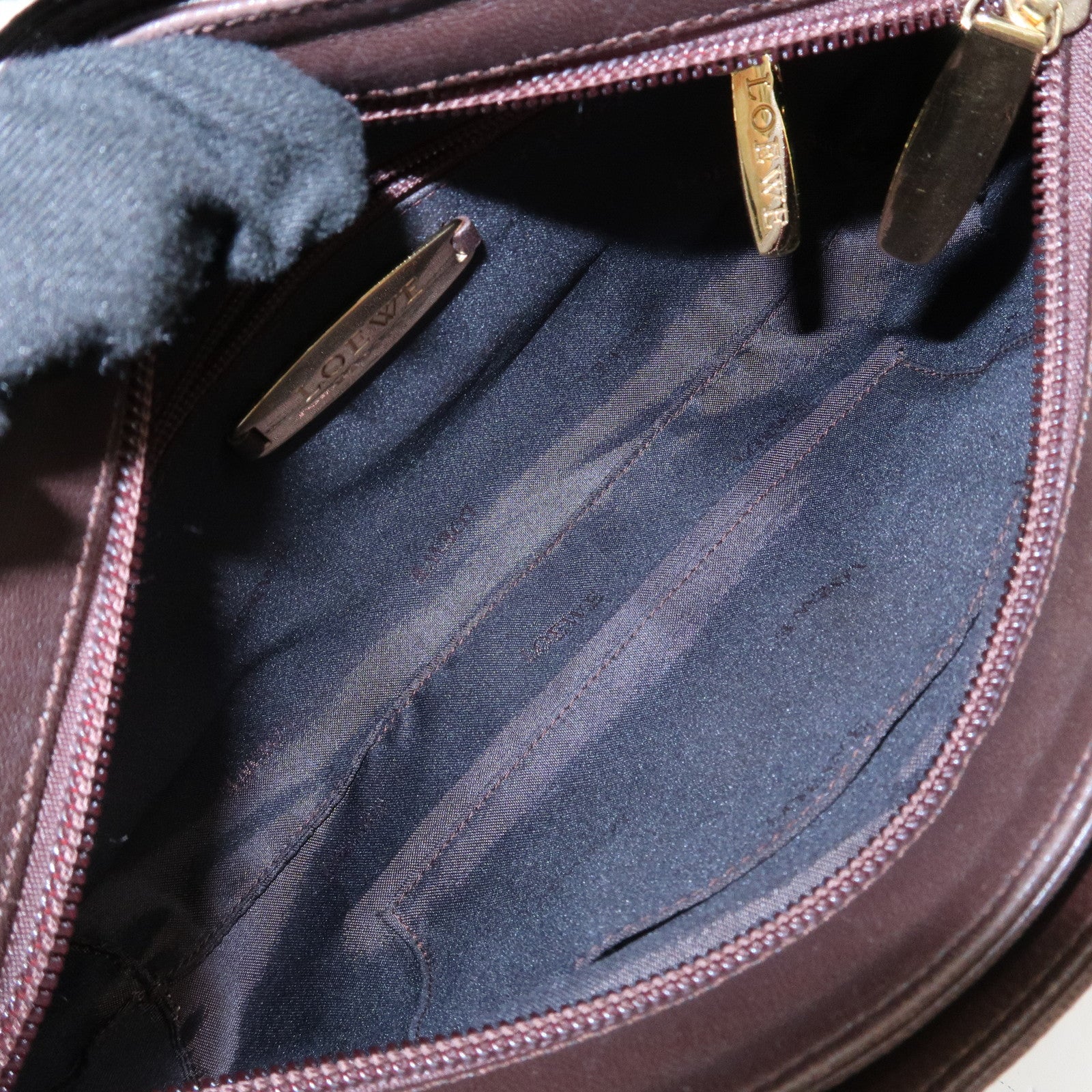 LOEWE Anagram Lamb Skin Shoulder Bag Hand Bag Brown