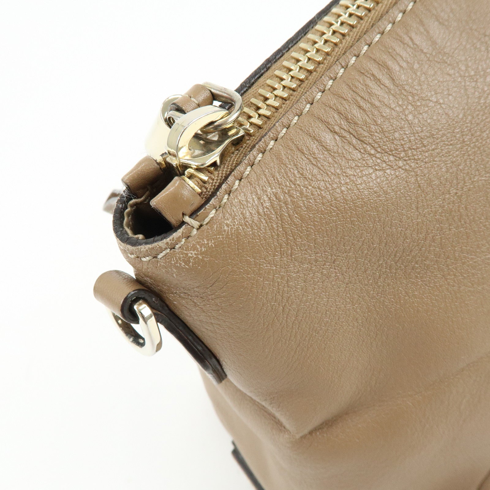 TOD'S Leather Stitch 2Way Bag Boston Bag Shoulder Bag Brown