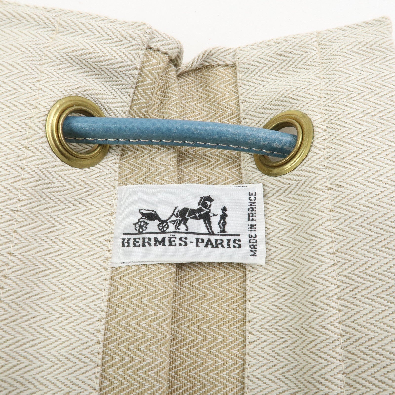 HERMES Aline PM Canvas Leather Shoulder Bag Blue