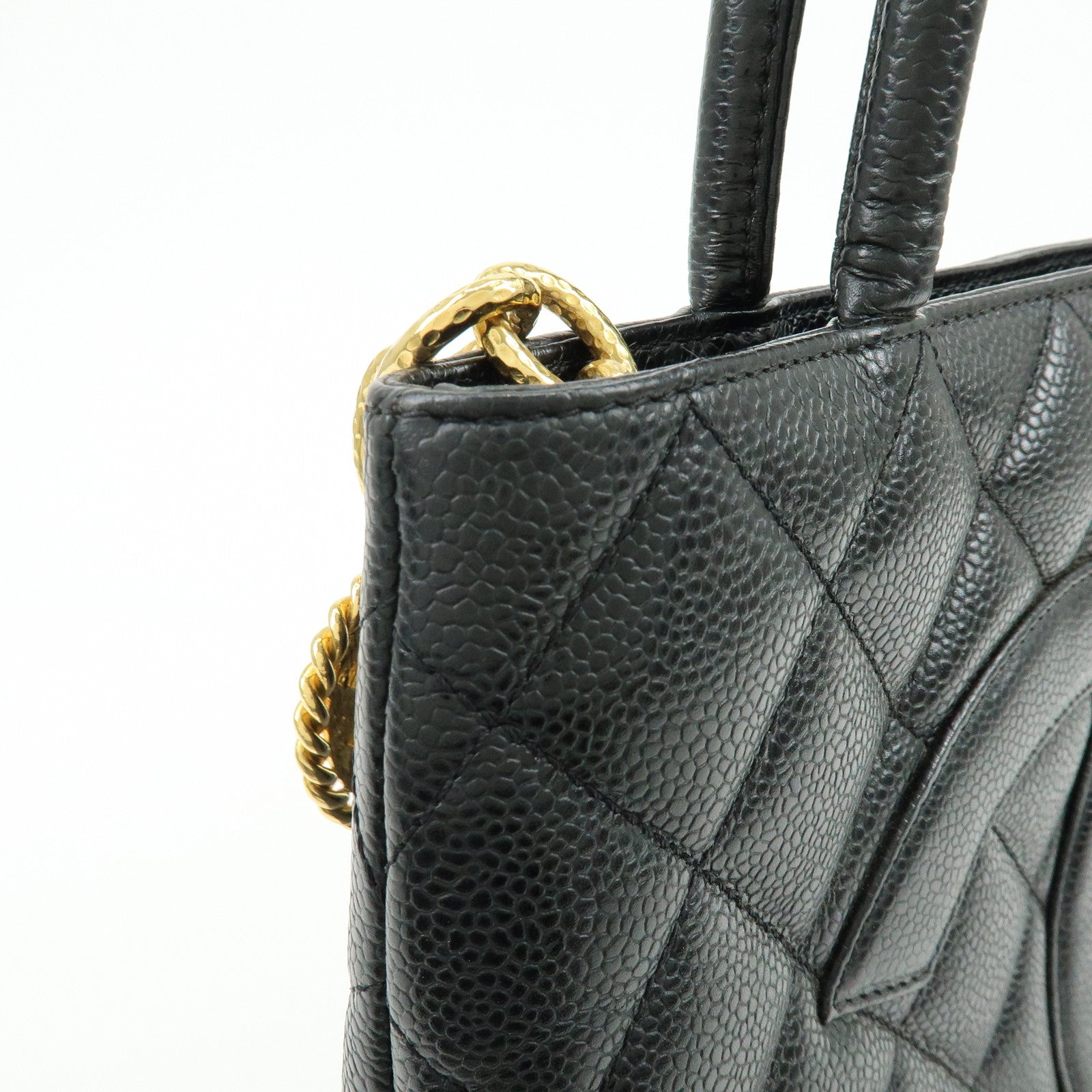 CHANEL Matelasse COCO Mark Medallion Caviarskin Tote Bag A01804