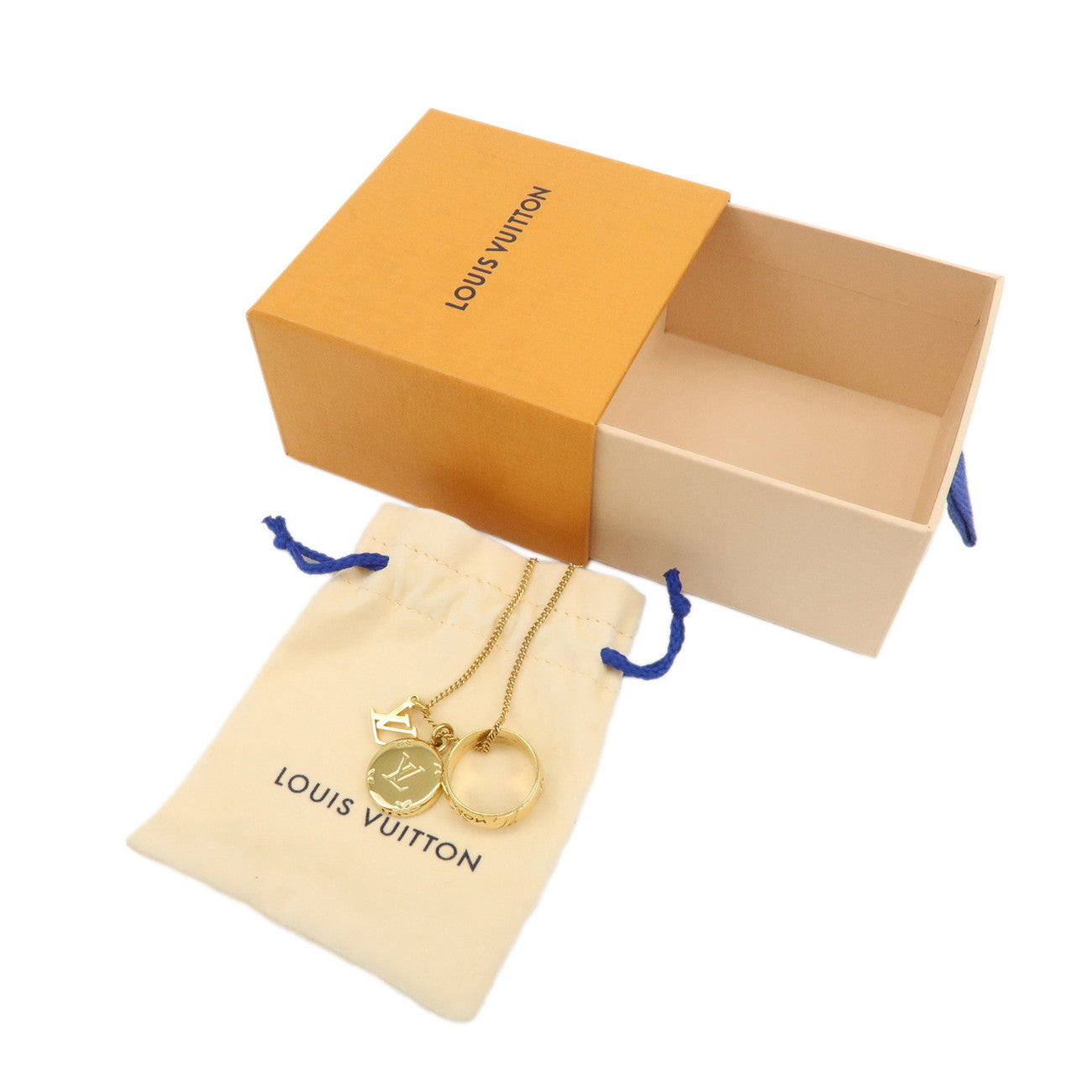 Louis Vuitton Monogram Ring Necklace M Gold M80189