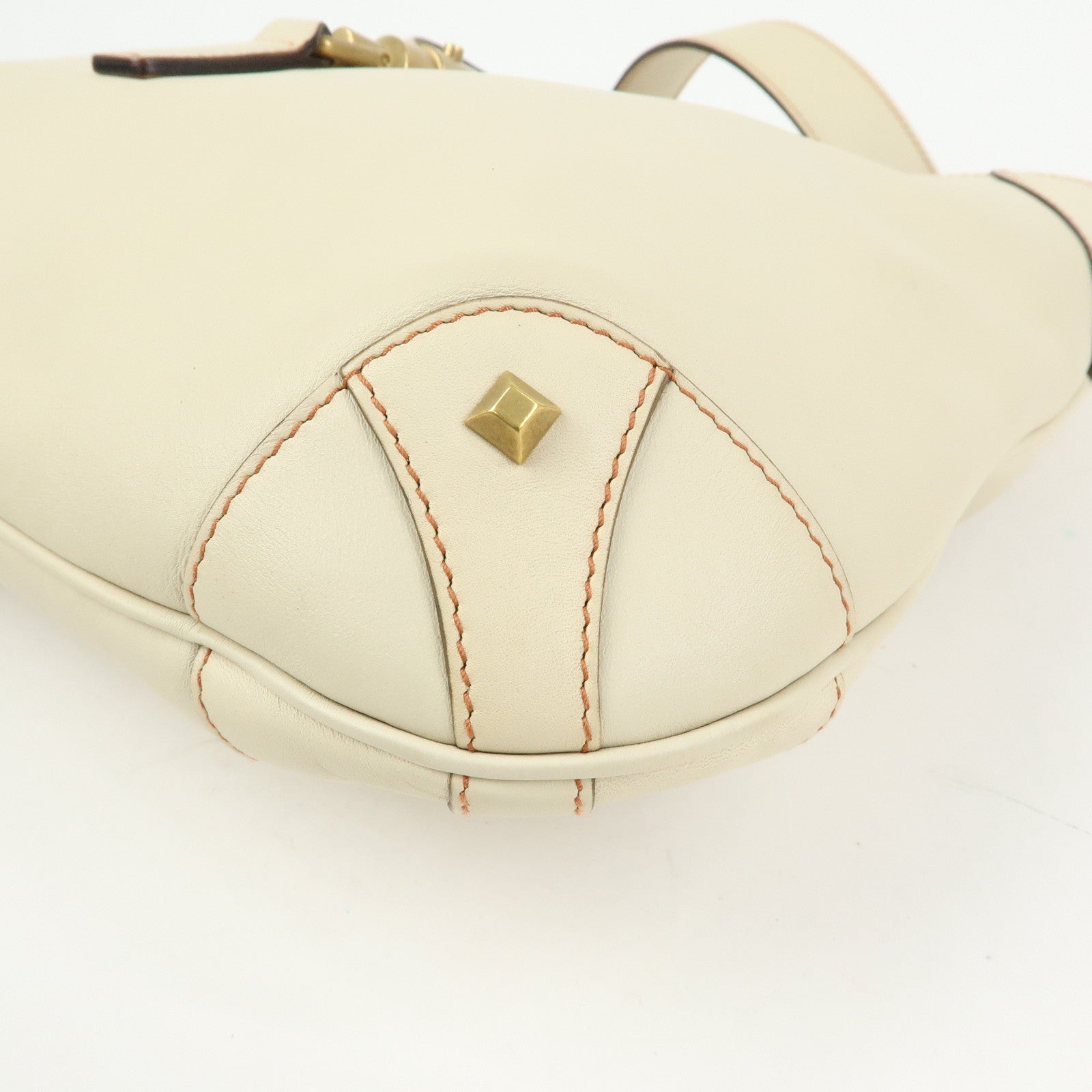 GUCCI Jackie Leather Shoulder Bag Hand Bag Studs Ivory 120888