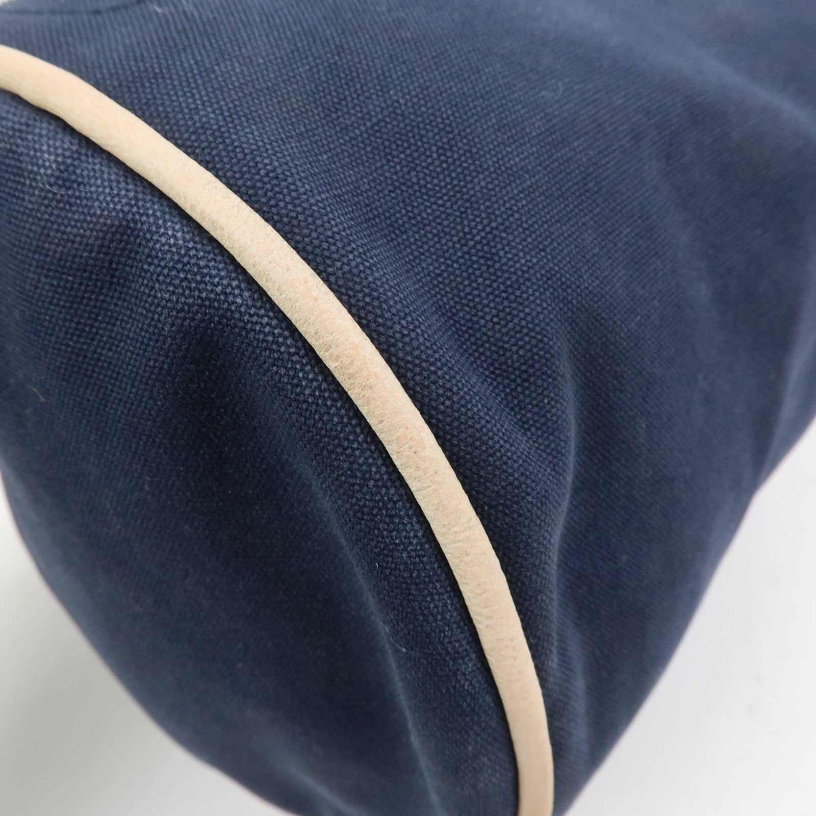 HERMES Canvas Leather Porochon Mimil PM Drawstring Backpack Navy