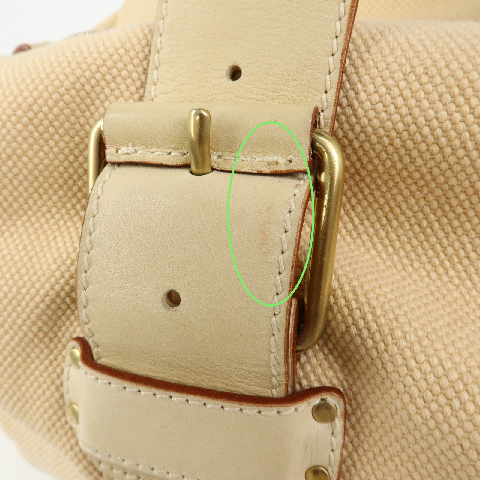 Chloe Cotton Leather Boston Bag Hand Bag Shoulder Bag Beige