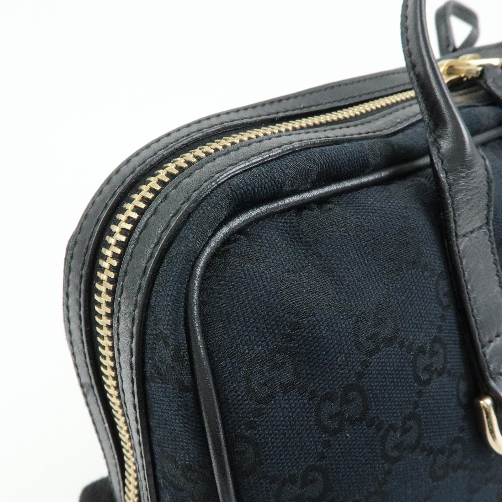 GUCCI Interlocking G Abbey GG Canvas Leather Tote Bag Black 169971
