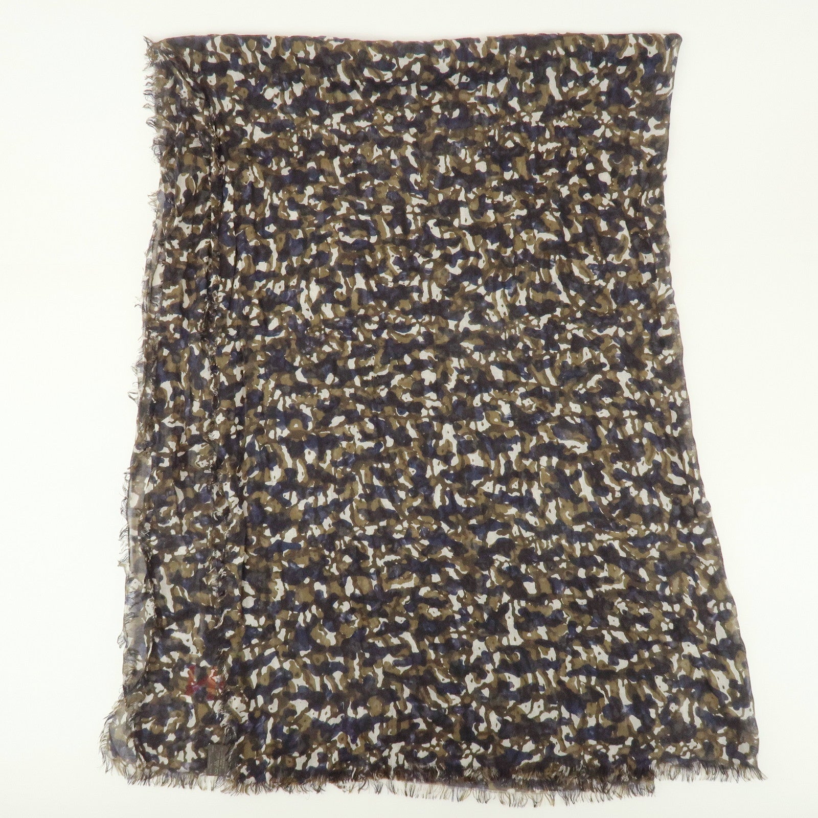 Louis Vuitton Cashmere Silk Scarf Shawl Camouflage Khaki M75136