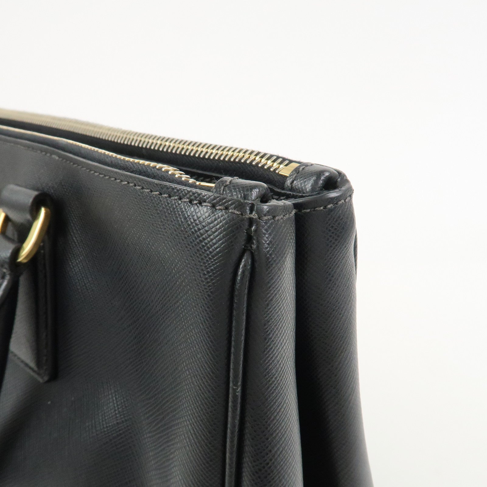 PRADA Galleria Triangle Logo Saffiano Leather 2Way Bag Black BN2274