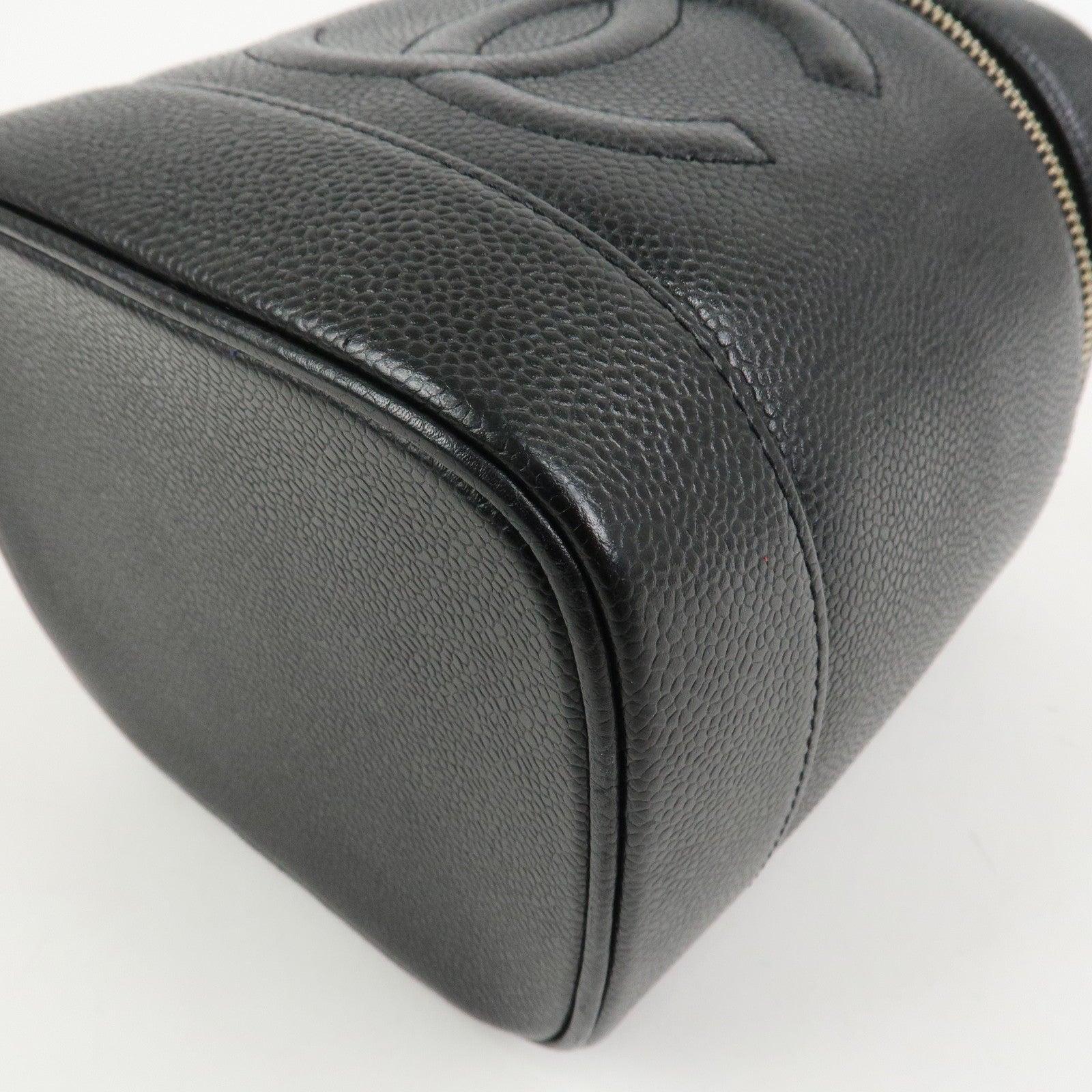 CHANEL COCO Mark Caviaskin Vanity Bag Makeup Bag Hand Bag A01998