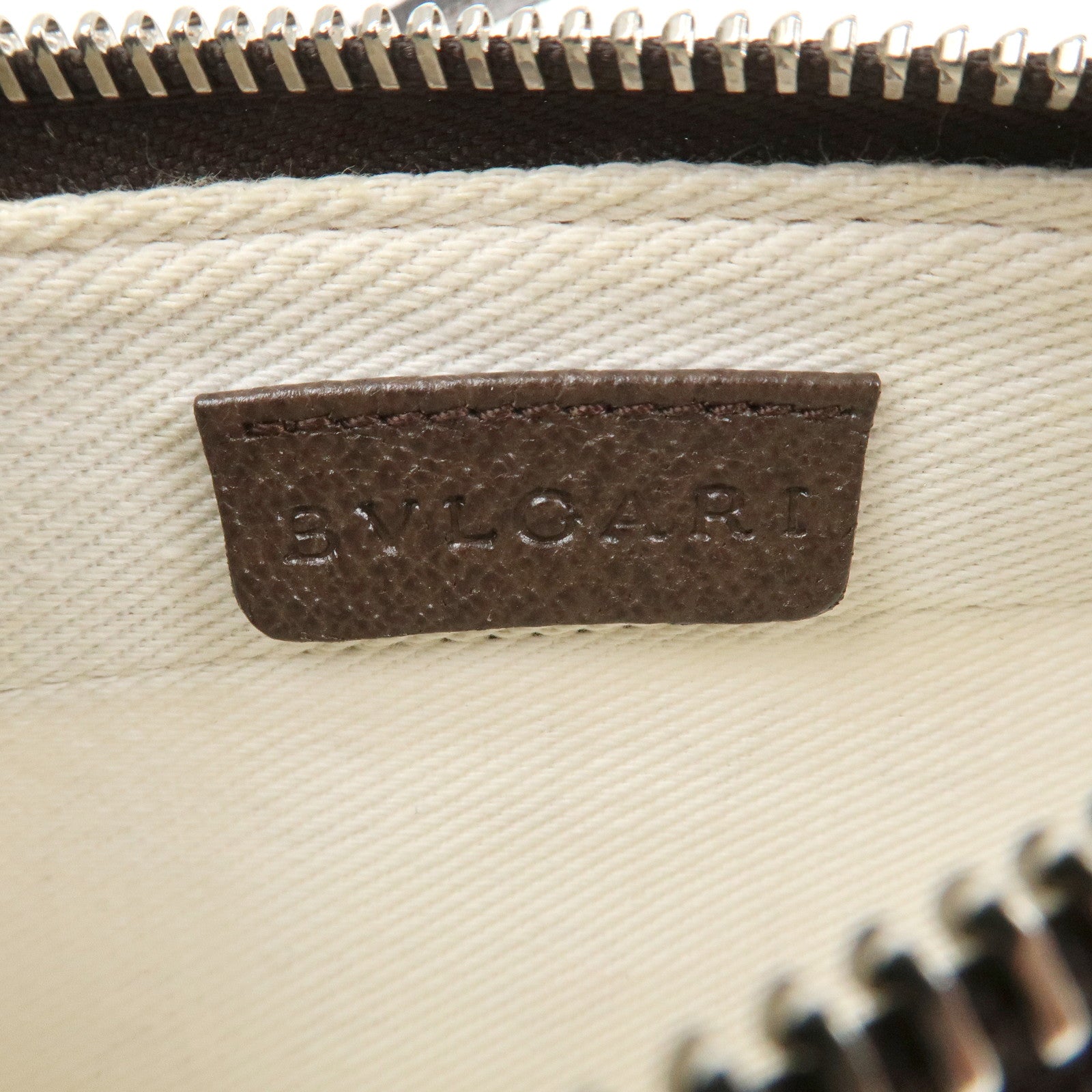 BVLGARI Logo Mania Canvas Leather Shoulder Bag Beige Brown 22588