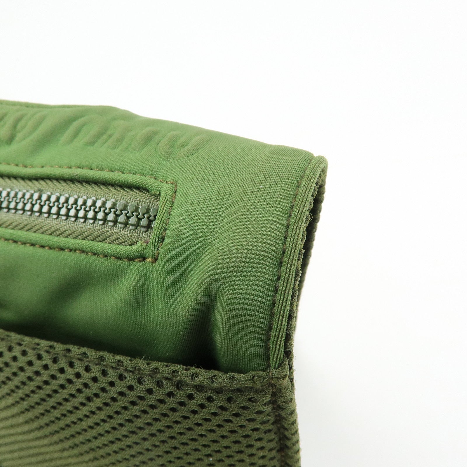 MIU MIU 90's Archive Chest Ring Mesh Nylon Shoulder Bag Khaki