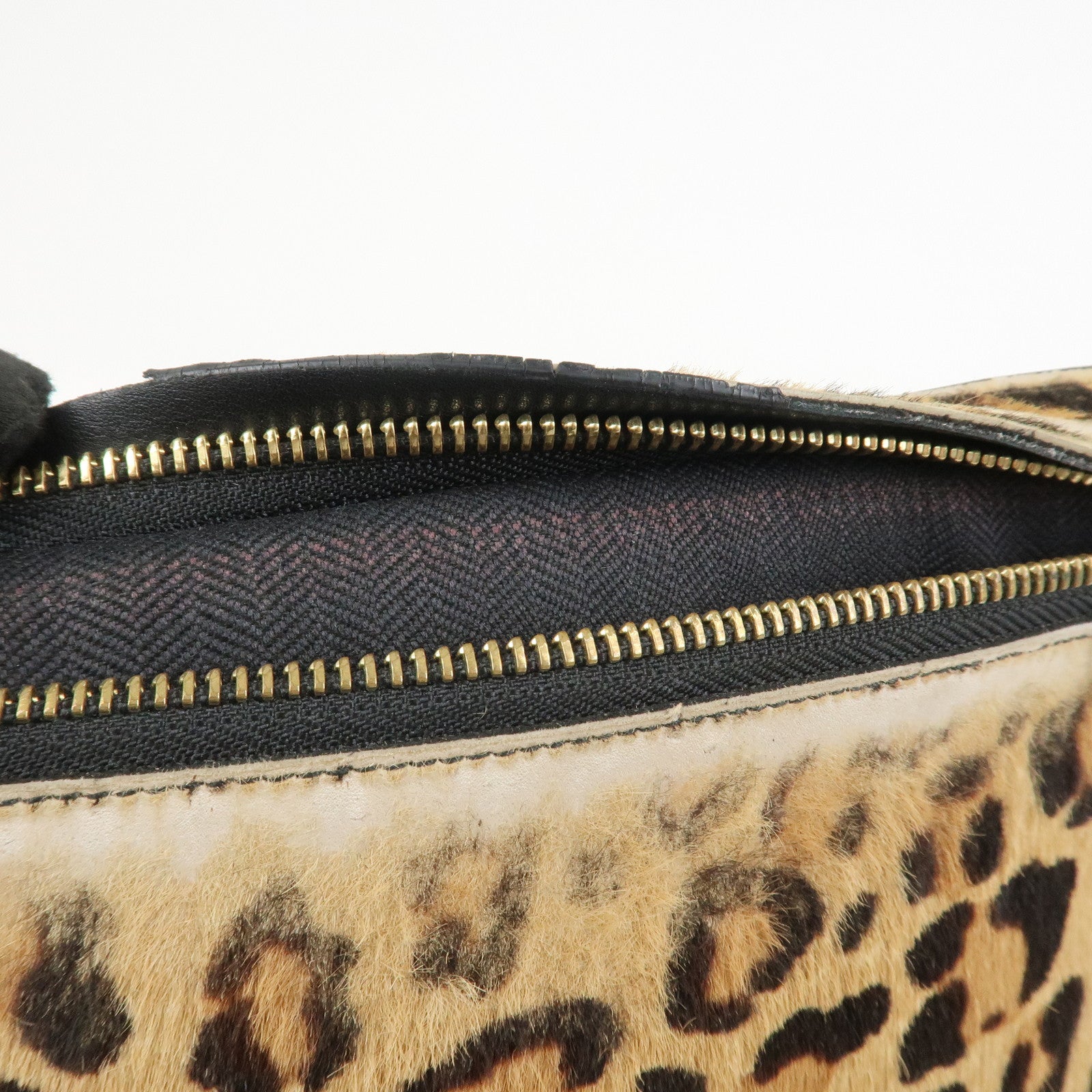 LOEWE Anagram Logo Unborn Calf Leather Clutch Bag Pouch Leopard