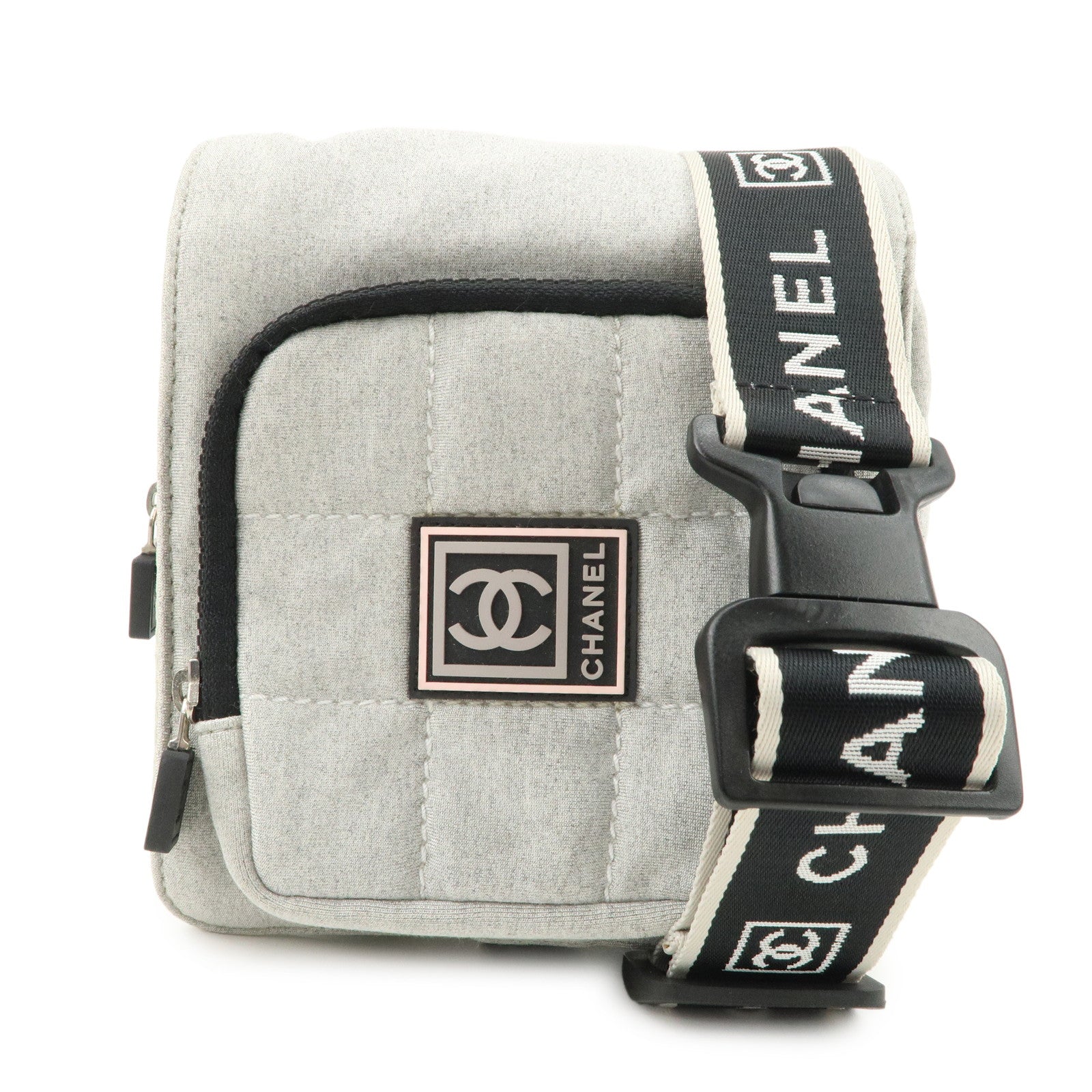 CHANEL Sport Line Cotton Jersey Waist Bag Body Bag Grey