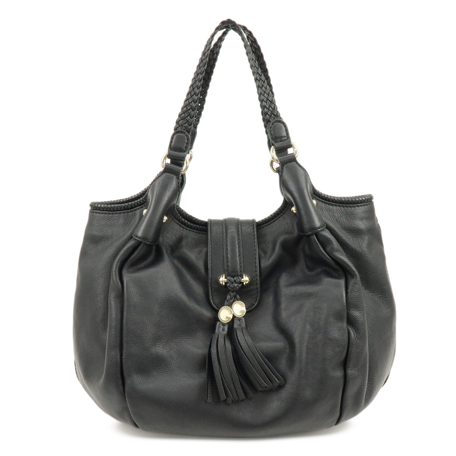 GUCCI Marrakech Leather Shoulder Bag Tote Bag Black 257029