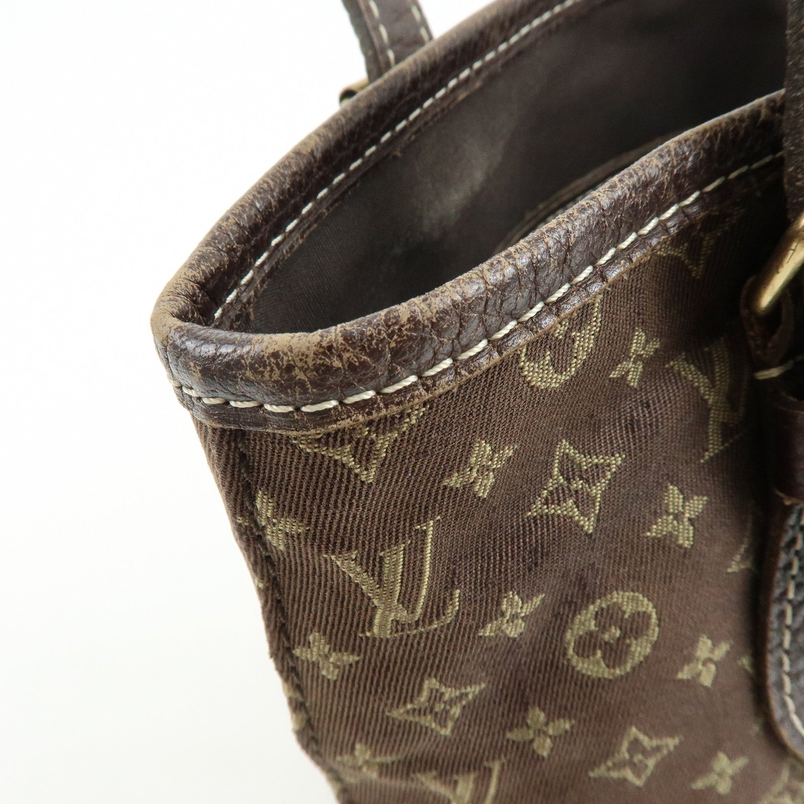 Louis Vuitton Monogram Mini Lin Bucket PM Tote Bag Ebene M95226