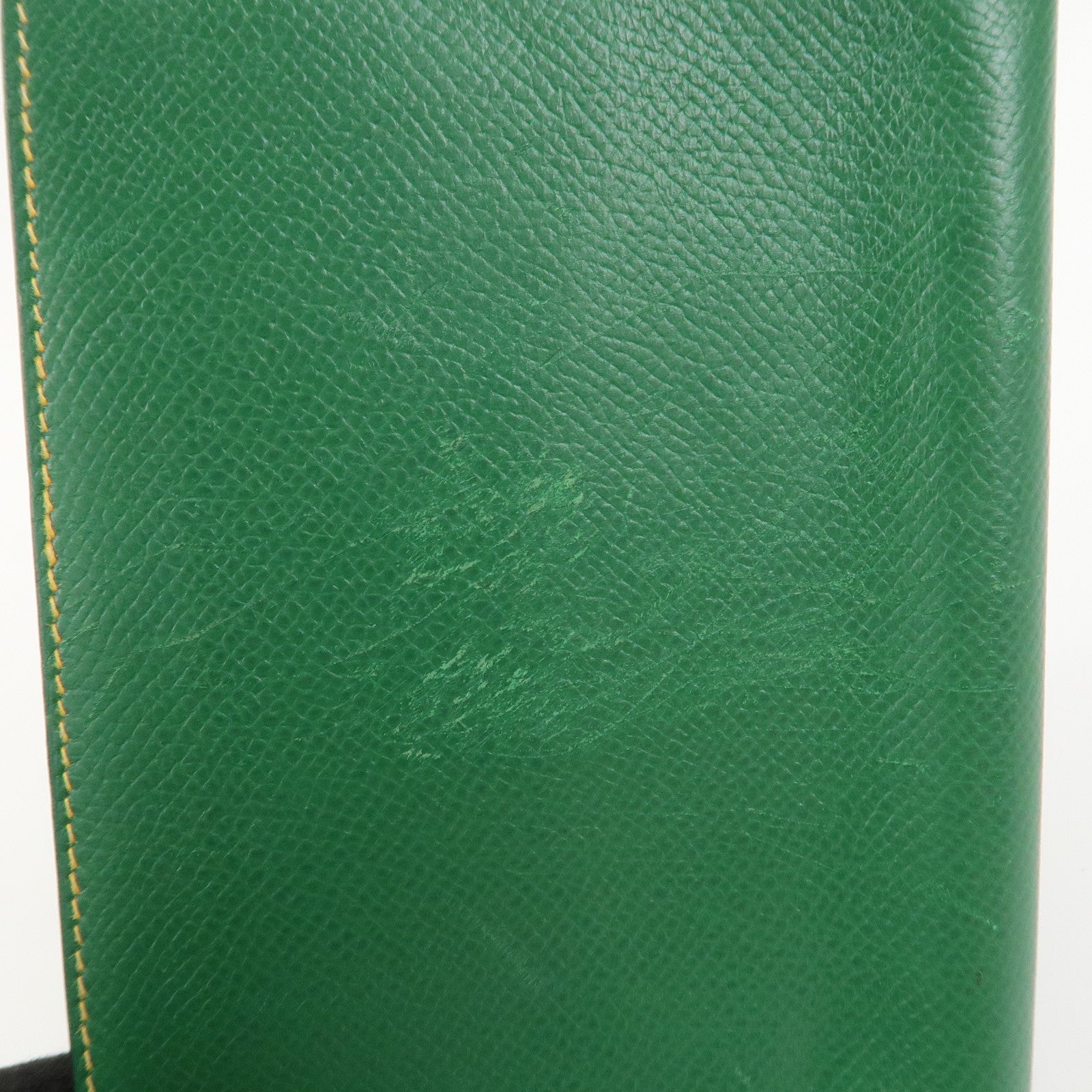 HERMES Leather Logo 〇Y Stamped Agenda PM Planner Cover Green