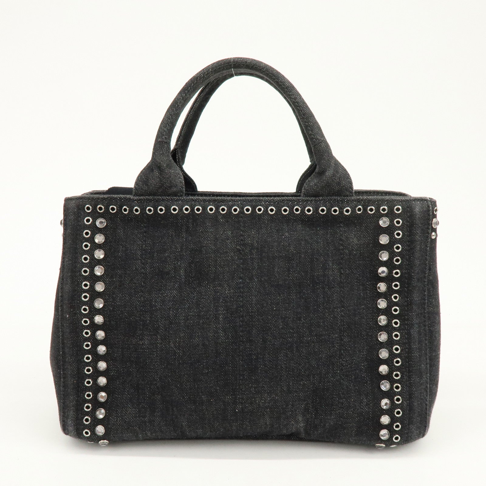 PRADA Triangle Logo Canapa Mini Bijou Denim Canvas 2Way Bag BN2439