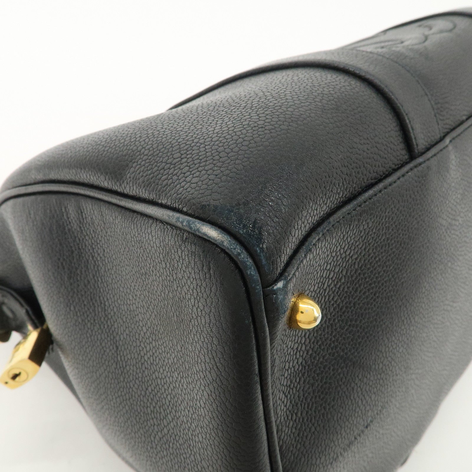 CHANEL COCO Mark Caviarskin Mini Boston Bag Hand Bag Black Used