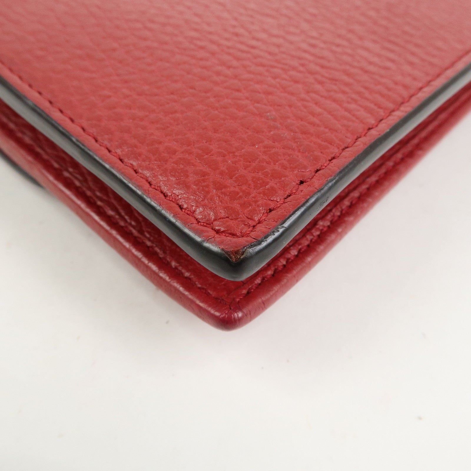 GUCCI Interlocking G Leather Chain Wallet Shoulder Bag Red 510314