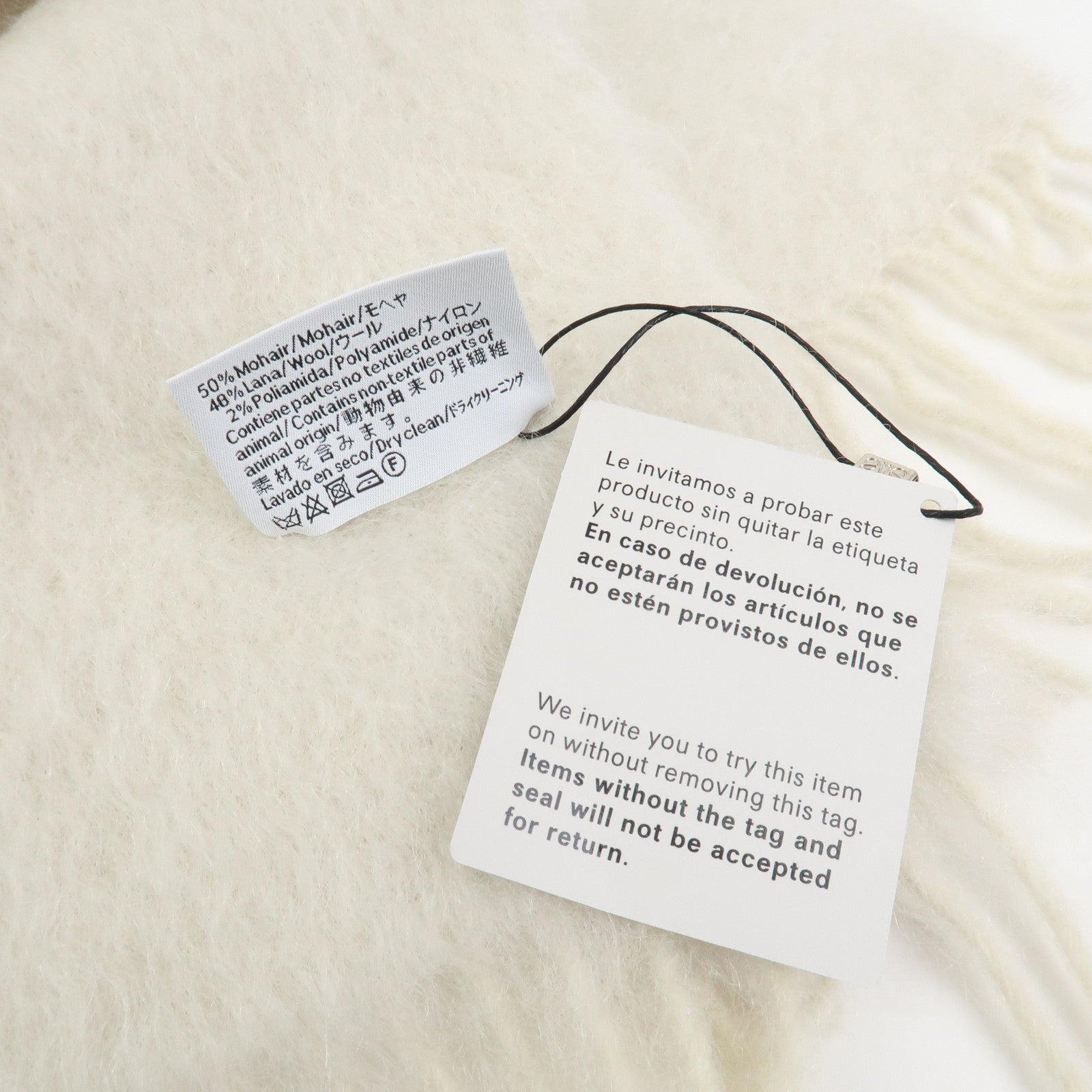 LOEWE Anagram Wool Scarf Stole Muffler Ivory