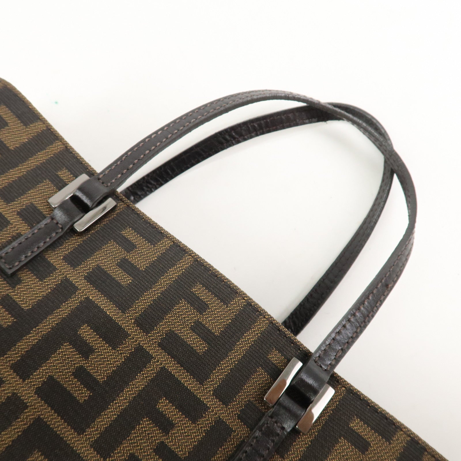 FENDI Zucca Canvas Leather Hand Bag Tote Bag Brown 8BH072