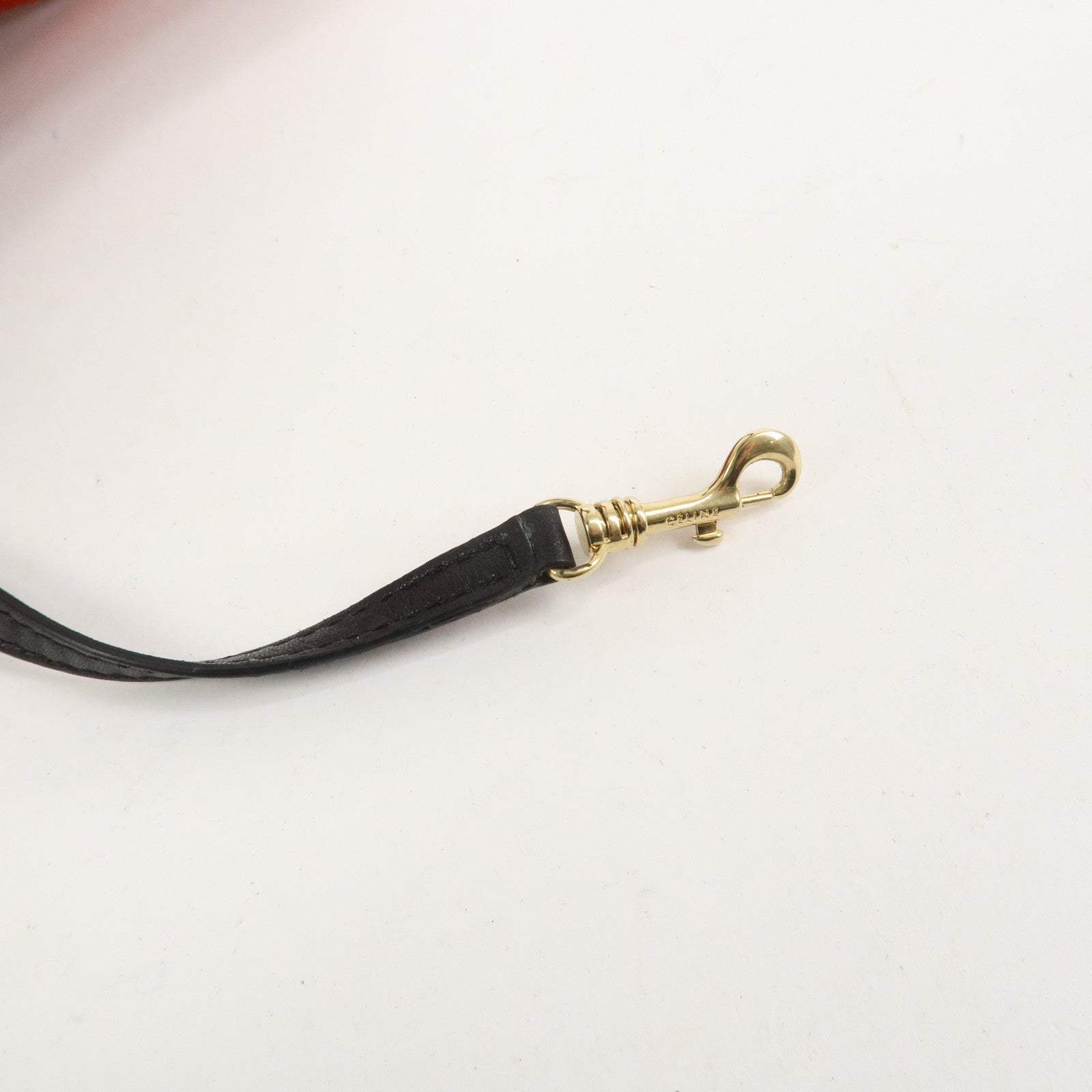 CELINE Suede Calf Leather Shoulder Bag Hand Bag Orange Black