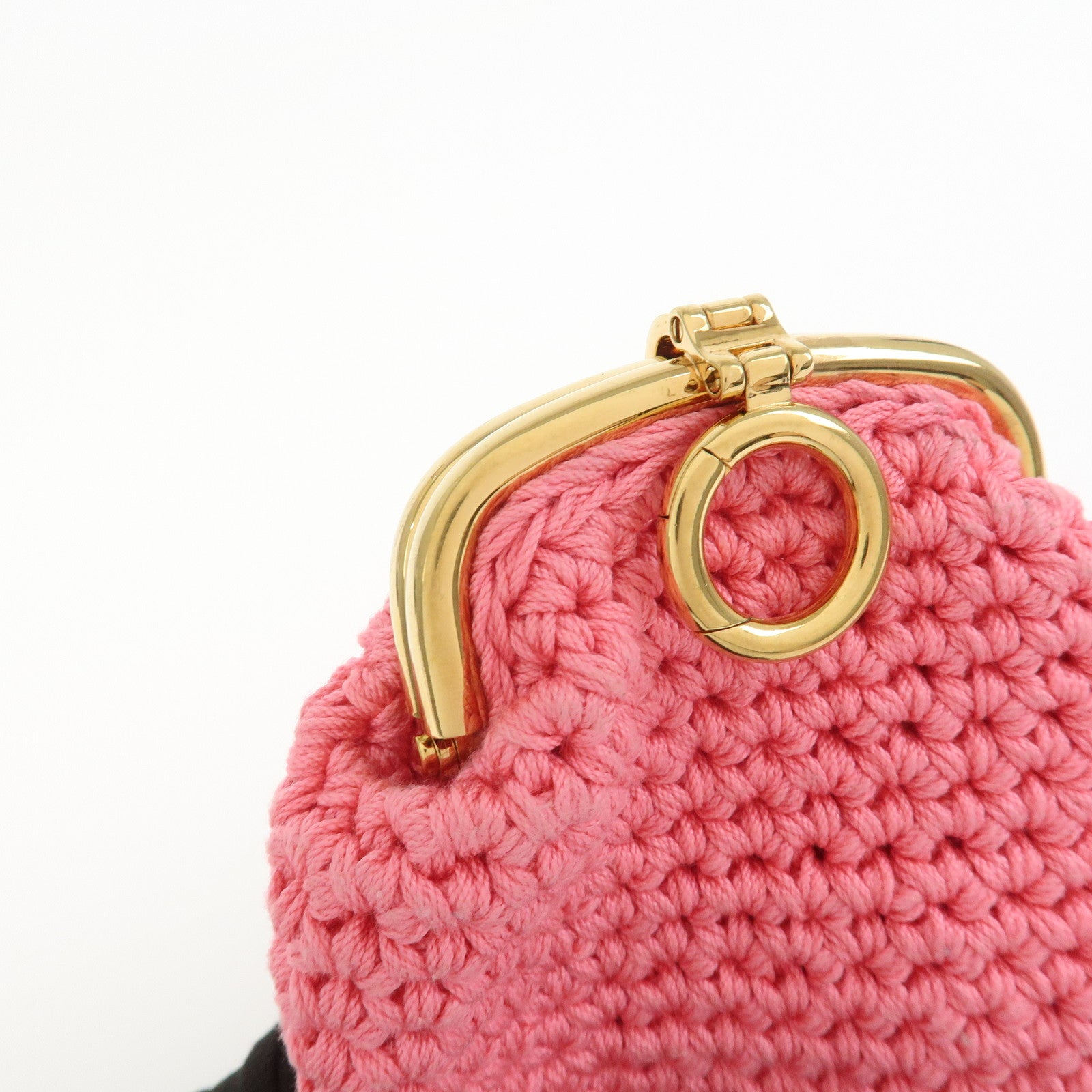 FENDI Small Cotton Knit Pouch Coin Case Pink 8M0454