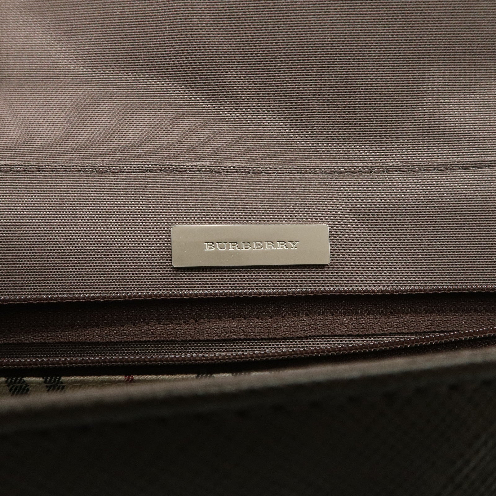 BURBERRY Leather Hand Bag Dark Brown