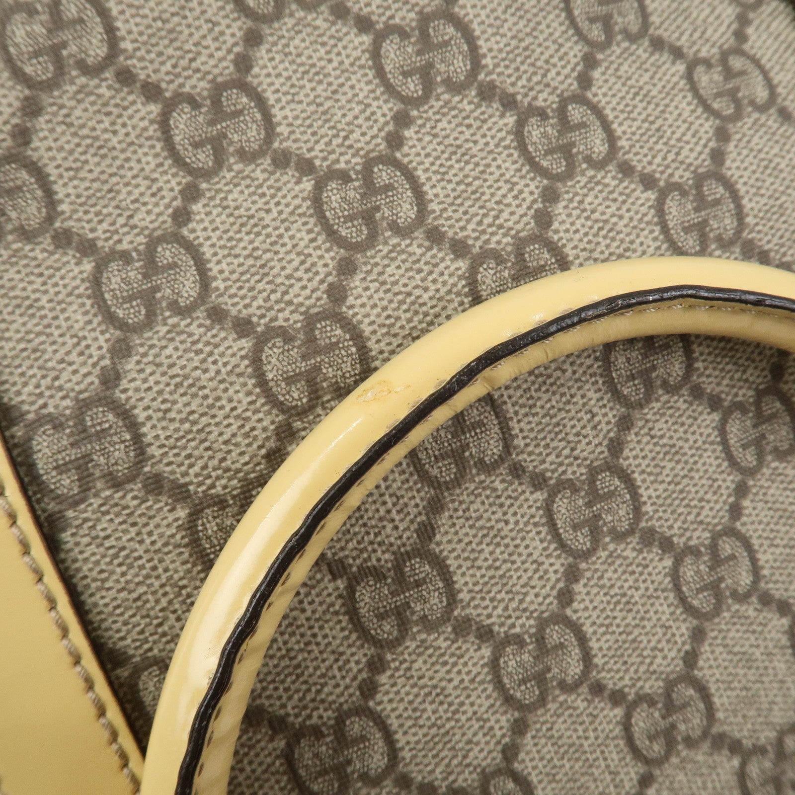 GUCCI GG Supreme Monogram Patent Leather Tote Bag Beige 201482