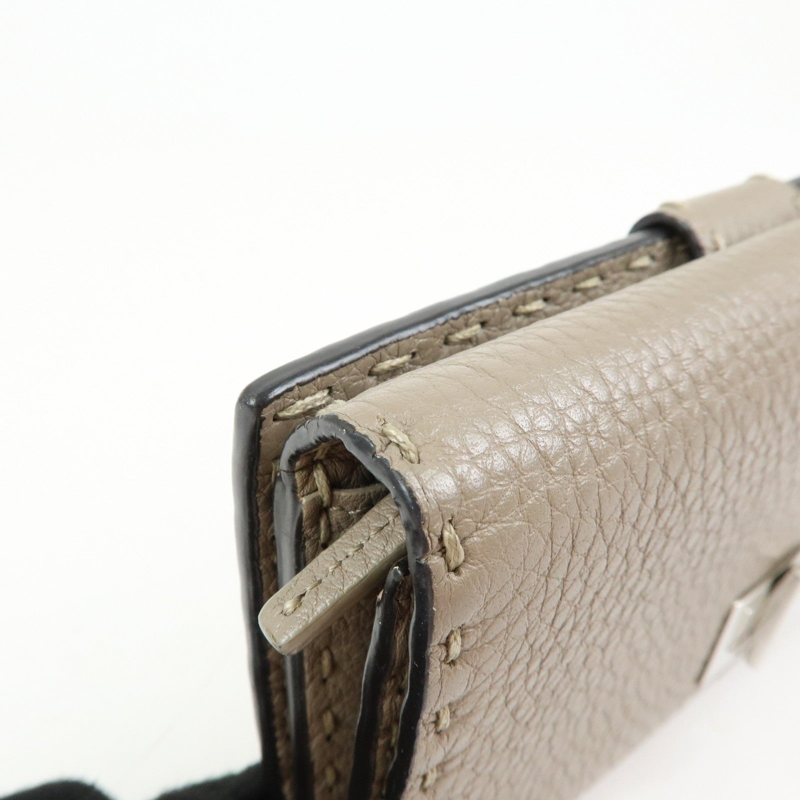 FENDI Seleria Peekaboo Leather Continental Wallet Grey 8M0308