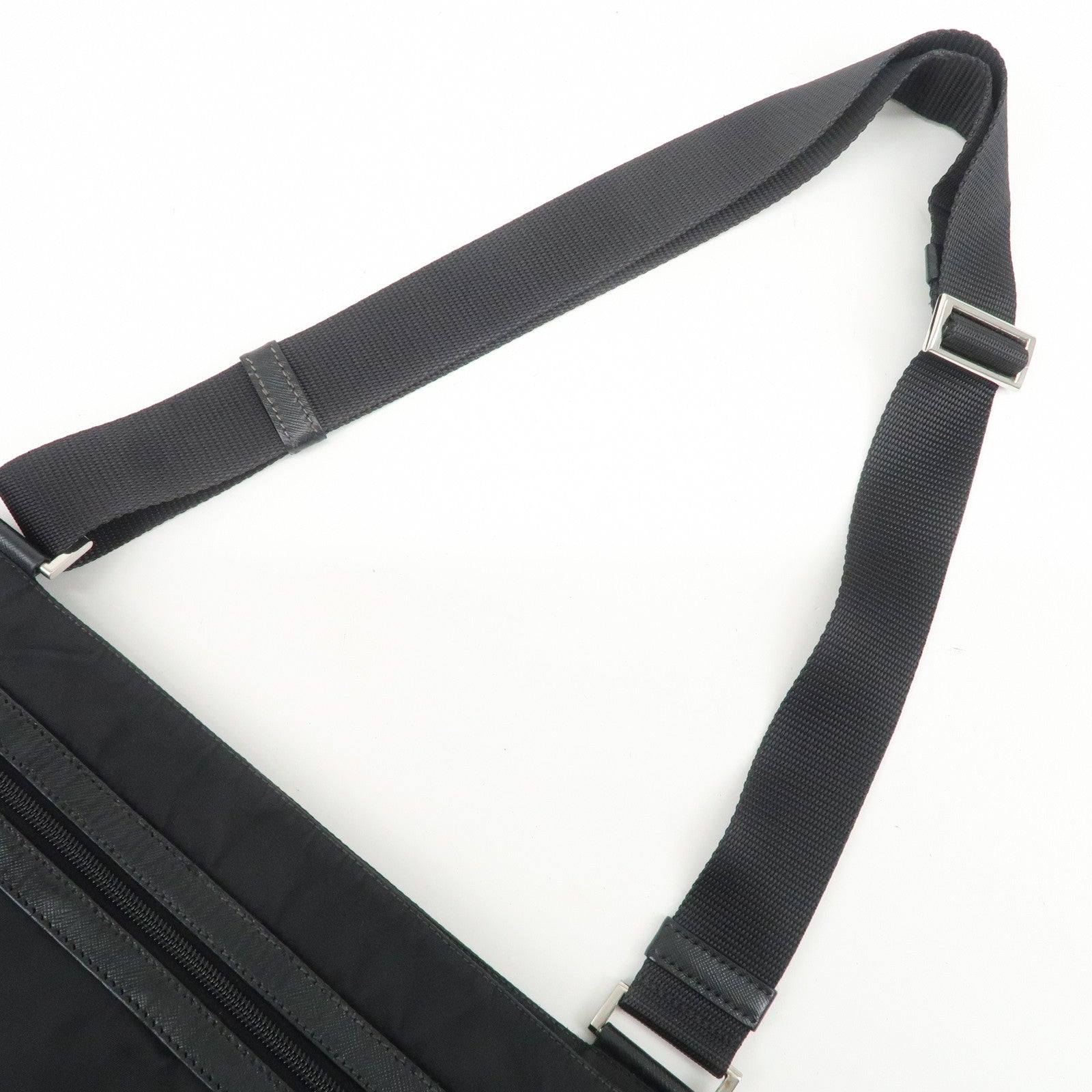 PRADA Triangle Logo Nylon Leather Shoulder Bag Crossbody Bag VA0348